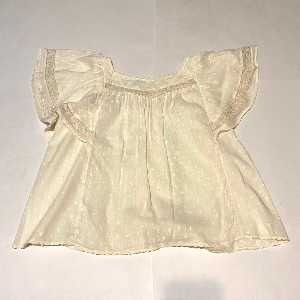 Cream Flutter Sleeve Vintage Blouse - Picture 6 of 8